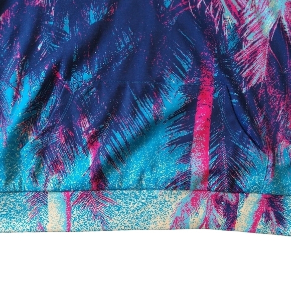 Torrid Blue Pink Hoodie Cover-Up Lightweight Fleece Palm Tree Beachy Cozy Soft - Picture 5 of 9